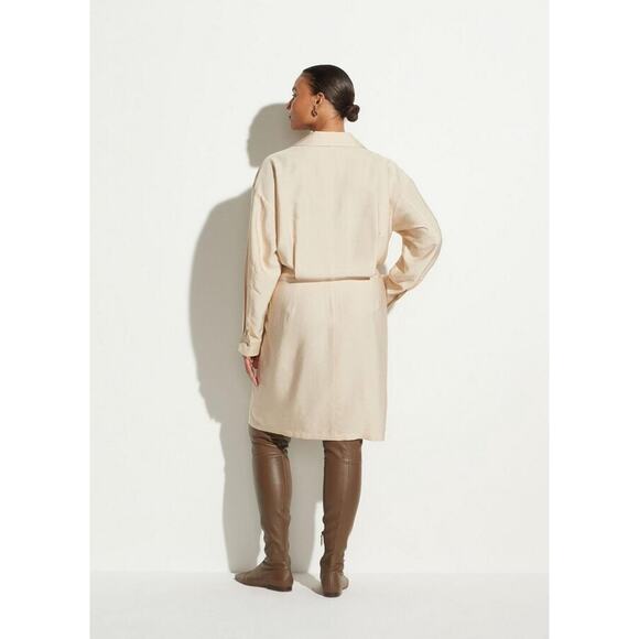 NEW VInce Plus Size Extended Shaped Collar Long Sleeve Wrap Dress Beige Size 22 - Picture 4 of 7